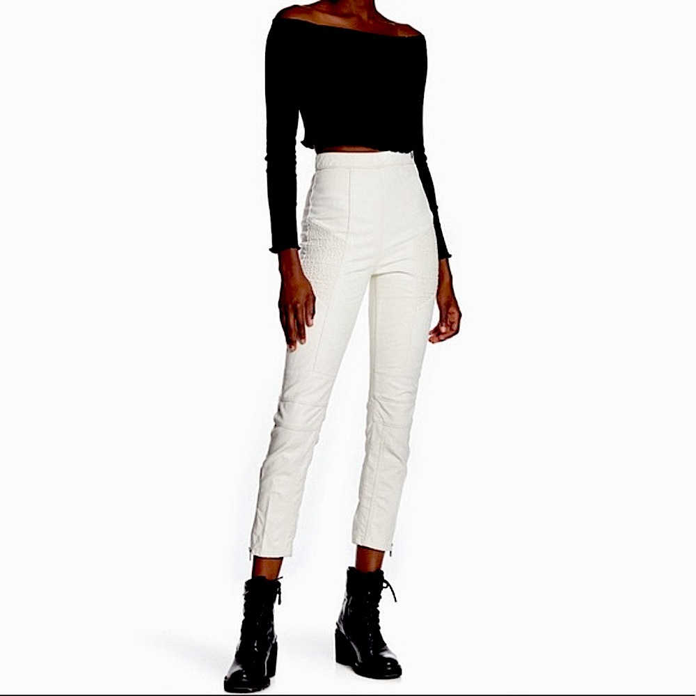 NWT Free People Kaelin Faux Leather White Pants 10 - Picture 2 of 16